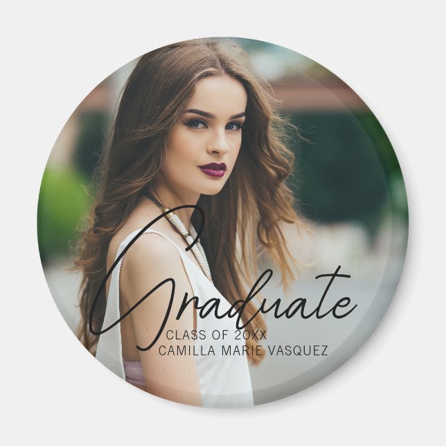 Aimant Chic Graduation Photo manuscrite Script superposit (Devant)