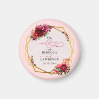 Chic rouge rose floral et faux mariage or