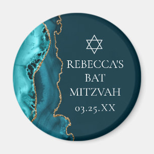 Aimant Chic Turquoise Gold Agate Bat mitzvah Party