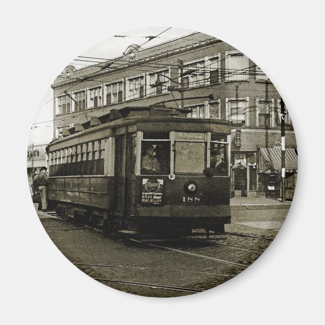AIMANT CHICAGO 63E ET OCCIDENTALE 1952 TROLLEY ART SEPIA (Devant)