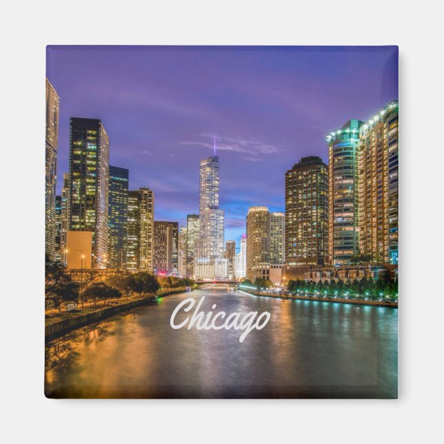 Aimant Chicago Illinois City La Nuit (Devant)