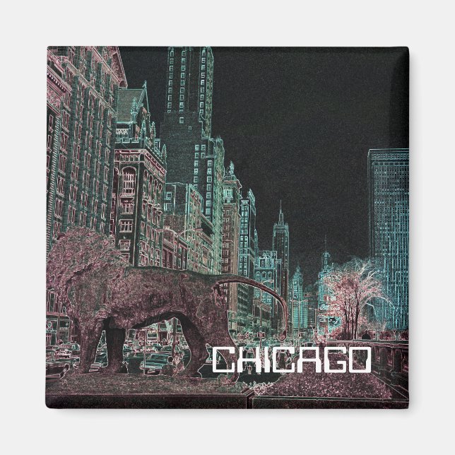 AIMANT CHICAGO MICHIGAN AVENUE @ ART MUSEUM 1967 NEON (Devant)
