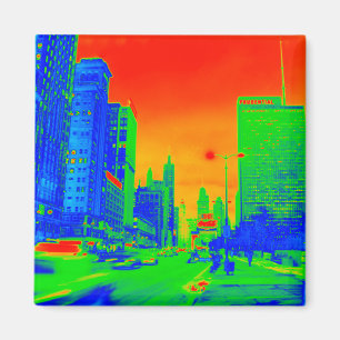 Aimant Chicago Michigan Avenue @ Nuit 6 mars 1967 Neon