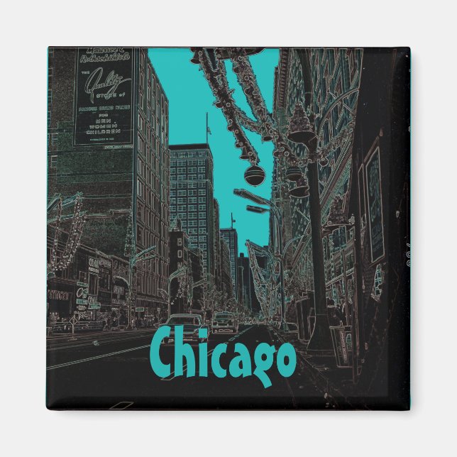Aimant Chicago State Street @ Noël 1967 Edge lumineux (Devant)