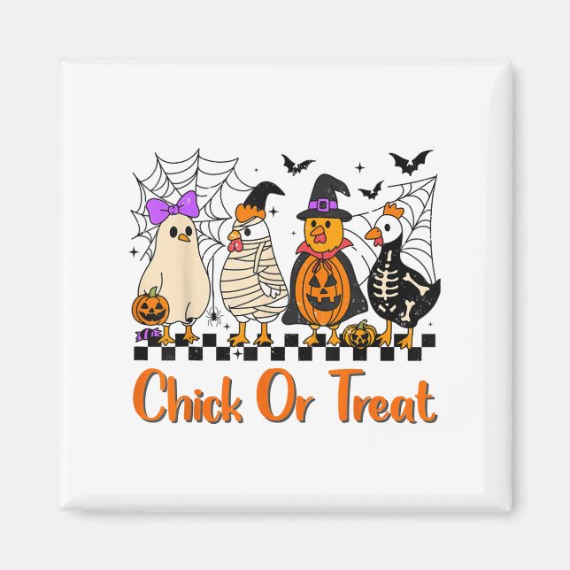 Aimant Chick De Poulet Ou Traite Drôle Costume Halloween  (Devant)