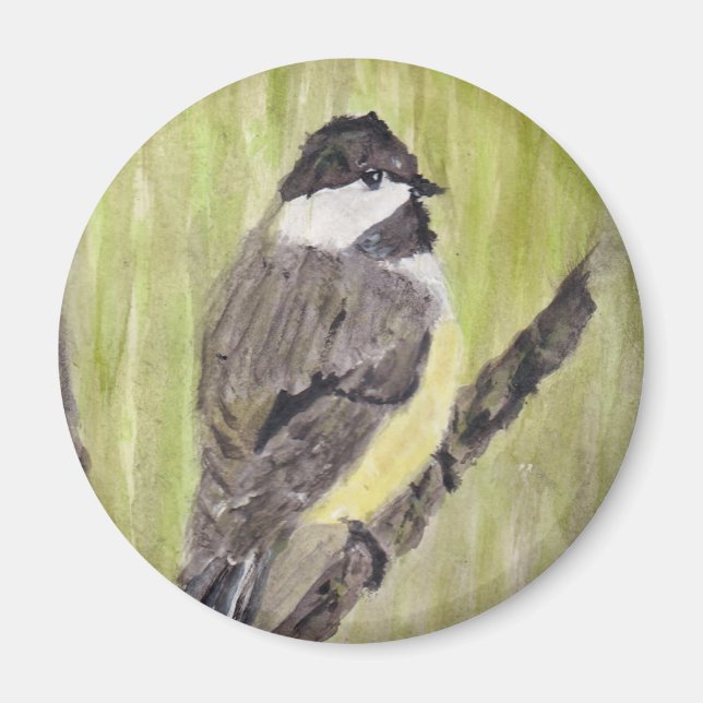 Aimant Chickadee Bird - peinture acrylique. (Devant)
