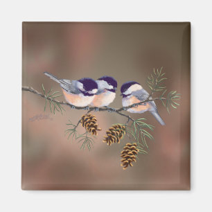 Aimant CHICKADEES et PINECONES par SHARON SHARPE