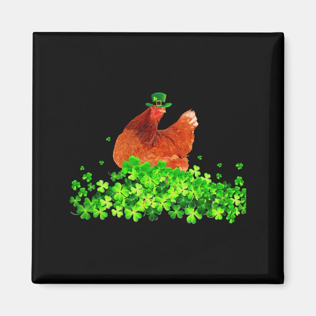 Aimant Chicken St Patricks Day Chicken Lover Irish Shamro (Devant)