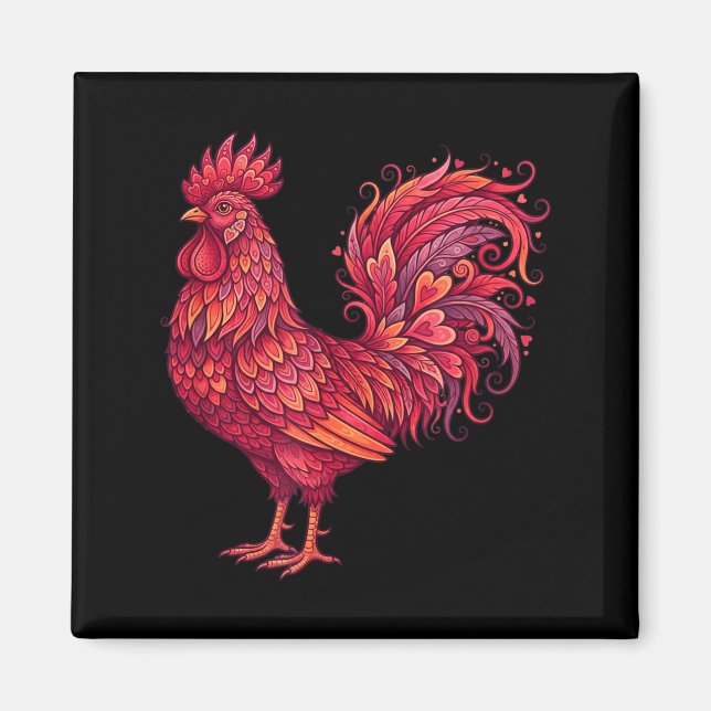 Aimant Chicken Valentines Day Heart For Farmers Cute Chic (Devant)
