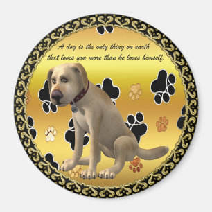 Aimant Chien adorable assis avec une mignonne citation am