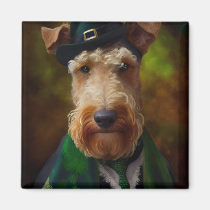 Aimant chien airedale à la St. Patrick's Day