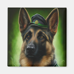 Aimant Chien berger allemand en tenue de jour St. Patrick