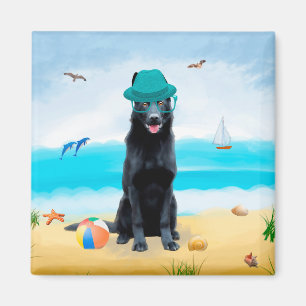Aimant Chien berger allemand noir sur la plage