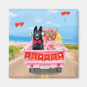 Aimant Chien berger allemand Saint Valentin Coeurs de cam