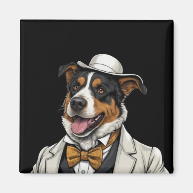 Aimant Chien berger australien amusant en costume (Devant)