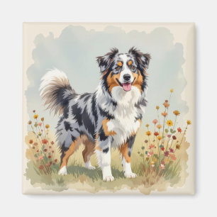 Aimant Chien Berger Australien Merle Queue Longue