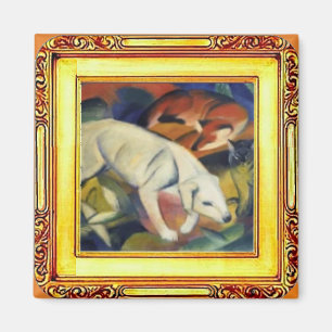 Aimant Chien blanc, renard et chat de Franz Marc