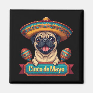 Aimant Chien Carlin mexicain Sombrero Cinco De Mayo