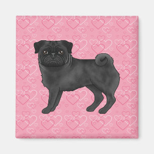 Aimant Chien Carlin Noir Dessin Animé Tasse Éponges Motif