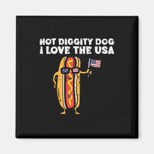 Aimant Chien Chaud du 4 Juillet Femmes Patriotiques Hot D