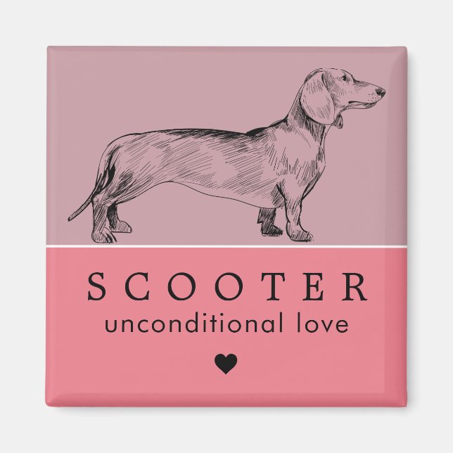 Aimant Chien Chiot Nom Personnalisé (Devant)