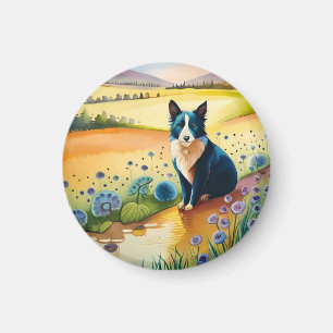 Aimant Chien coloré visage proche