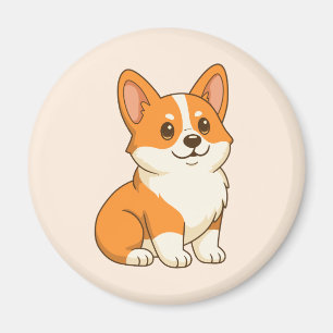 Aimant Chien Corgi Beige Mignon