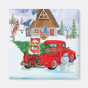 Aimant Chien de Corgi dans la livraison de Noël Camion ne