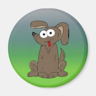 Aimant Chien de dessin animé drôle aux yeux exorbités