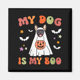 Aimant Chien de Femme Est Boo Bulldog Français Noir Hallo
