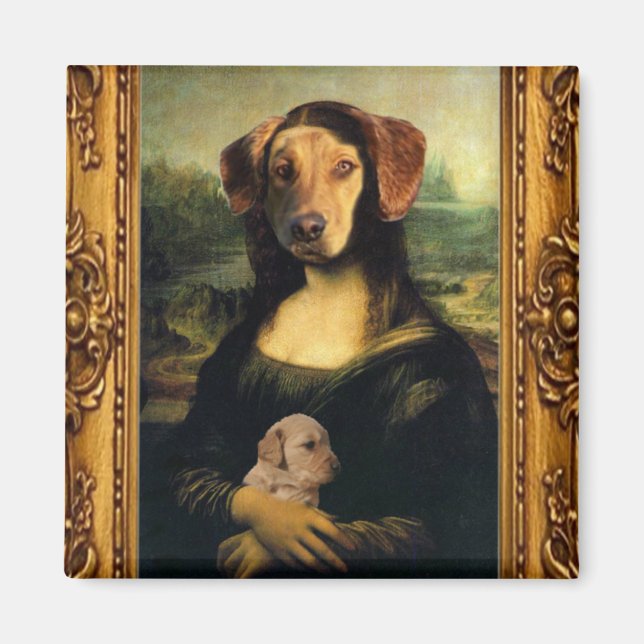 Aimant Chien de Mona Lisa - Golda Lisa - Portrait célèbre (Devant)