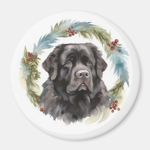 Aimant Chien de Noël festif de Terre-Neuve