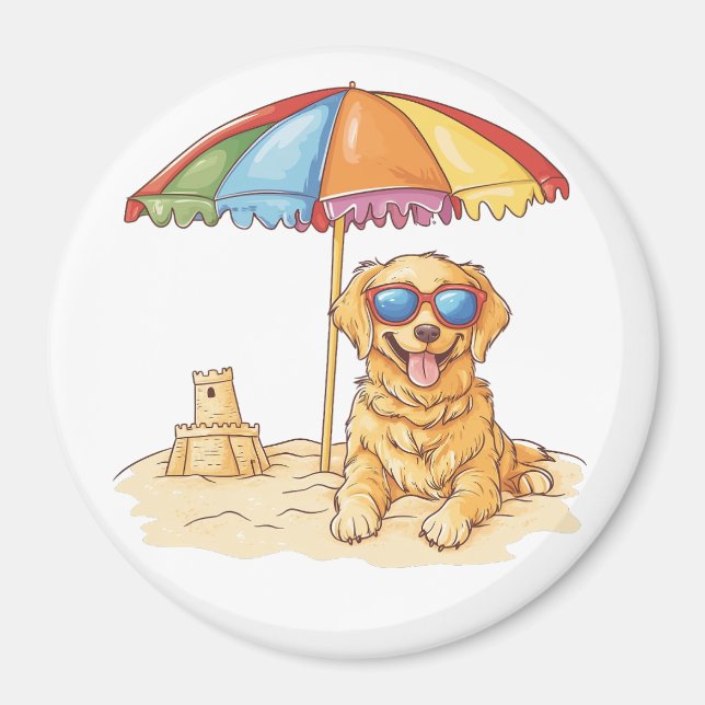 Aimant Chien de plage Golden Retriever (Devant)
