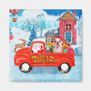 Aimant Chien de taureau anglais dans la livraison de Noël