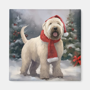 Aimant Chien de Terrier rouillé en Noël de neige