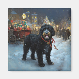 Aimant Chien d'eau portugais période de fêtes de Noël