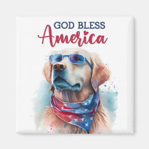 Aimant Chien d'or patriotique