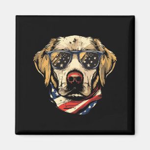 Aimant Chien du drapeau américain Labrador jaune