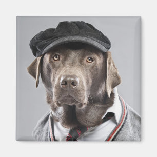 Aimant Chien en pull et casquette