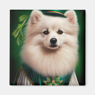 Aimant Chien Eskimo américain en Robe du Jour de la Saint