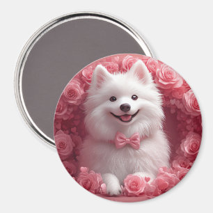 Aimant Chien Esquimau Américain avec des Roses - Saint-Va
