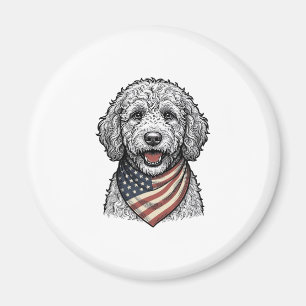 Aimant Chien gribouillé patriotique Gravure vintage vecte