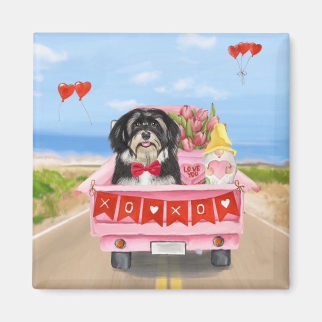Aimant Chien Havanais Saint Valentin Camion (Devant)