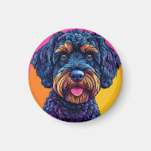 Aimant Chien heureux sur fond coloré