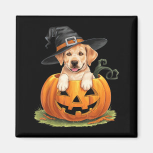 Aimant Chien Lab jaune Halloween Citrouille