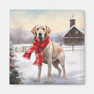 Aimant Chien Labrador dans la neige de Noël