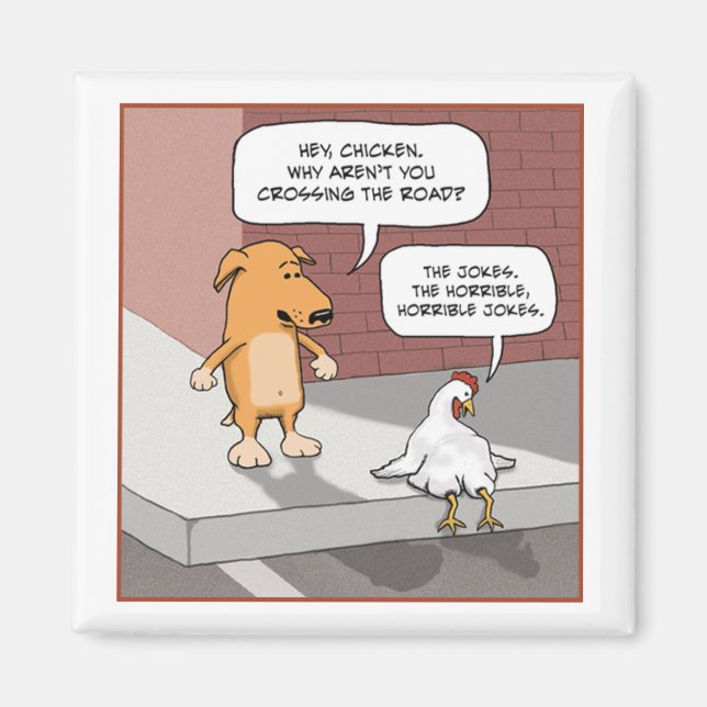 Aimant Chien mignon et drôle et poulet (Devant)