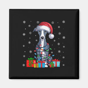 Aimant Chien moche Noël éclaire Père Noël italien Greyhou