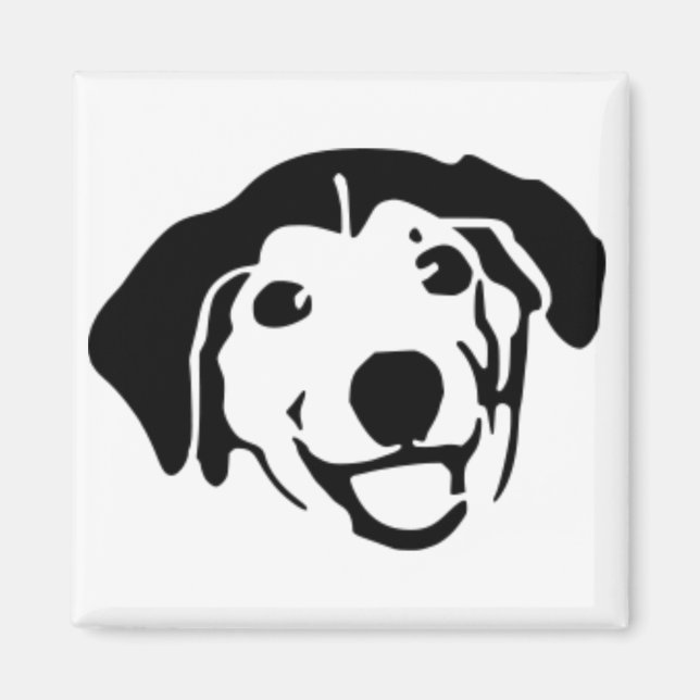 Aimant Chien noir souriant (Devant)