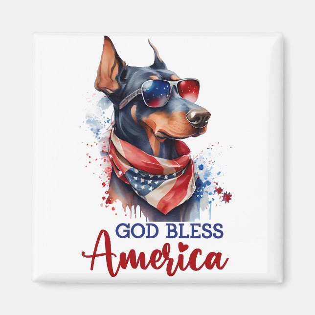 Aimant Chien patriotique - Doberman (Devant)